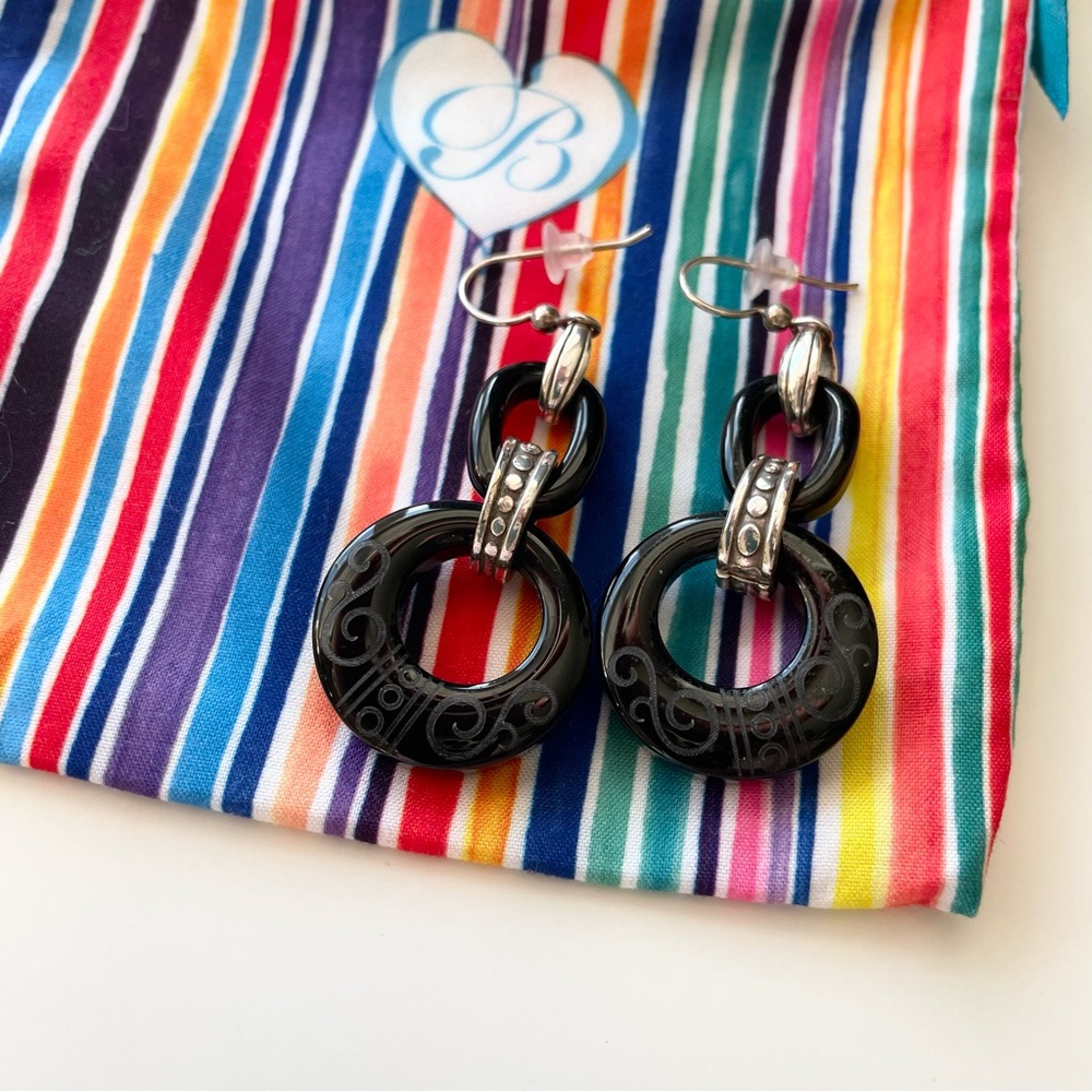 Brighton Vintage Black Circle Swirl Earrings
